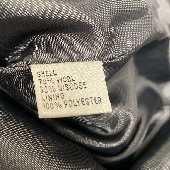 Talbots Petites Blazer Grey Tweed Cape 70% Wool 30% Viscose Size 12 Missing Belt - Picture 7 of 8